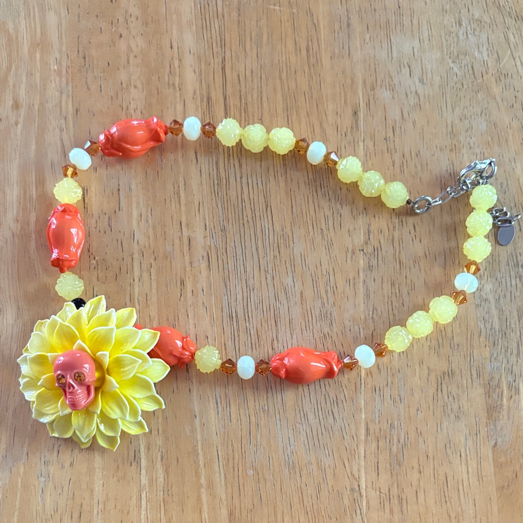 Tarina Tarantino Skull & Floral Necklace.